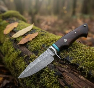 Custom Handmade DIY Damascus Steel Fixed Blade Hunting <b>Knife</b> Wood Handle Outdoor Camping Survival <b>Knife</b> Leather <b>Sheath</b> OEM - Product Image 5