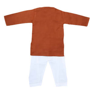 Costume Kurta Shalwar brodé pour garçons - Brun foncé - Product Image 5