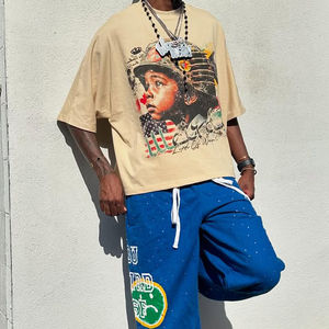 Camisetas con logotipo personalizado, camisetas gráficas de algodón 100%, camisetas de cuello redondo con serigrafía de gran tamaño y peso pesado para hombres - Product Image 2