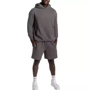 Ensemble sweat-shirt à capuche deux pièces pour hommes fournisseur OEM survêtement tricoté et respirant ensemble de streetwear fitness décontracté avec logo personnalisé - Product Image 4