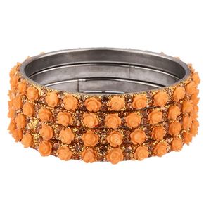 Ensemble de Bracelet Indien Bollywood Style Strass Cristal Jaune Bracelet de Mariée Ensemble de Bijoux pour Femmes Filles (4 pc) - Product Image 5