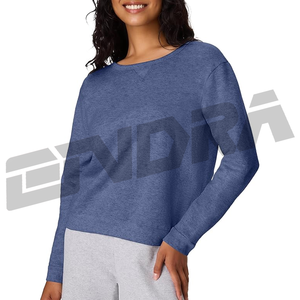 Sweat-shirt pour femme en denim bleu, tissu doux et respirant, coupe décontractée, style décontracté, port quotidien, confortable, tendance, choix pour toutes les saisons - Product Image 1