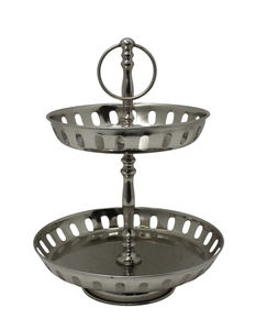 Best Shape Handmade 2-Tier Black Plated Metal <b>Cake</b> <b>Stand</b> Round Wood with Iron for Wedding & Birthday Party Display Bulk <b>Set</b> - Product Image 2