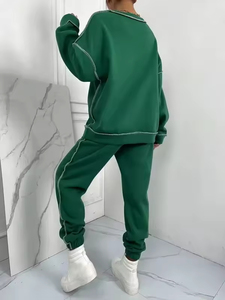 Ensemble survêtement personnalisé en deux pièces avec sweat-shirt à capuche brodé et déchiré pour femmes, unisexe, OEM, avec impression sérigraphique - Product Image 2