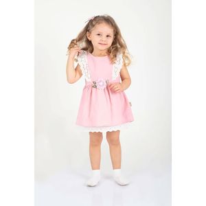 Vestito foderato Seersucker con dettagli in pizzo floreale dei miei piccoli-giallo - Product Image 2