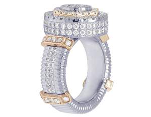 S925 plata con moissanita redonda diamante chapado en oro anillo para hombres compromiso y anillo de boda - Product Image 4