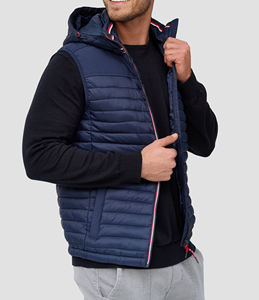 Veste matelassée sans manches à col montant en coton avec logo personnalisé, coupe-vent respirante, streetwear - Product Image 3