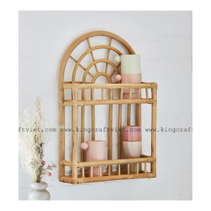 Wholesale Price 100% Natural Rattan <b>Shelf</b> <b>Wall</b> Floating <b>Kitchen</b> Rack Handcrafted Hanging Basket Bathroom Pot Holder Living Room - Product Image 1