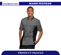Pantalones de Chef Unisex de Media Manga, Premium, Cómodos y Duraderos, 65% Poliéster, 35% Algodón, con Estampado en Relieve, Uniformes para Restaurante y Bar