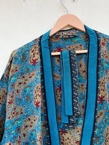 Handmade Crepe Silk Kimono Vintage Indian Dress <b>Robe</b> for Summer Autumn Spring Beach Dress - Product Image 3