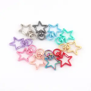 Colorful hot Alloy Star Shaped Key Chains Lobster Clasps Hooks Key Rings DIY Making Craft Jewelry keychain Accessories star