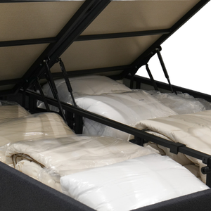 Ensemble de lit de base rembourré confortable avec tête de lit et rangement, en MDF durable à levage assisté, pour club nautique, vente en gros, prêt à l'exportation, B2B, éco-responsable - Product Image 6