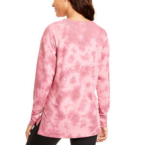 Felpa da donna Ideology con orlo asimmetrico, tie-dye rosa, con cappuccio, in tessuto di seta lavorato a maglia, con cerniera e design con lettere 3D, invernale - Product Image 2