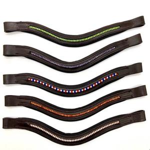 Precio directo de fábrica Impresionante forma curva Cuero Caballo Brida Oro Rosa Cristal Ceja Banda Fabricante Suministro directo - Product Image 2