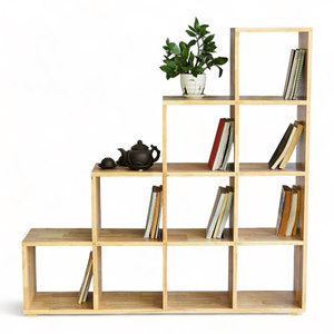 Estantería en Forma de Escalera KS68231, 120x25x120cm, Madera de Caucho, Tipo Vertical, Instalación para Sala de Estar u Oficina, Material Metálico - Product Image 2