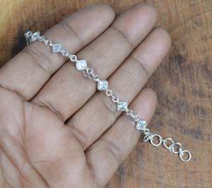 White Topaz Sterling <b>Silver</b> Adjustable Bracelet Handmade Gemstone Jewelry April Birthstone Gift For <b>Women</b> - Product Image 5