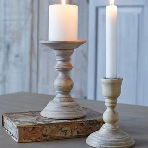 Porte-bougie en bois de manguier, support à bougie en bois - Product Image 1