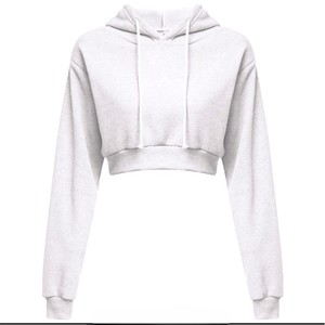 Vente chaude hiver Style femmes Crop Top à capuche avec manches longues et cordon Logo personnalisé imprimé courte longueur - Product Image 4