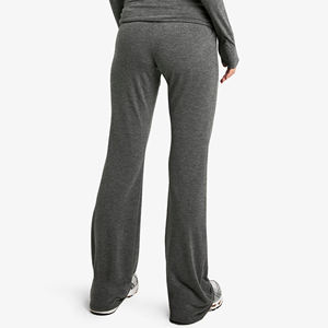 Vente en gros Vêtements décontractés Pantalons athlétiques de yoga sans cordon de serrage Pantalons de sport évasés à jambes larges de couleur unie de taille haute - Product Image 5