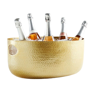 El más nuevo diseño Cobre Barware Hotel Cerveza Vino Champán Bañera con soporte de hierro Elegante portabotellas Tina de hielo Enfriador de bebidas premium - Product Image 6
