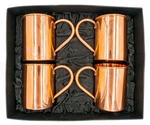 Hammered Natural Copper <b>Large</b> Capacity Beer Mug Set of 4 with Small Cup Stirrer Modern Design Barware Matt Finished Black <b>Box</b> - Product Image 6