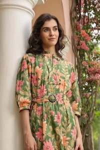 Robe imprimée florale en coton indien fait à la main douce naturelle Mini formelle élégante longue tenue de fête été femme personnalisée - Product Image 4