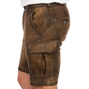 Les hommes portent des shorts brodés en cuir taille haute Lederhosen à séchage rapide et confortables - Product Image 4