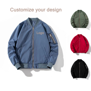 Customizable High Street Nylon Bomber Jacket with Front Embroidered Logo Solid Pattern Winter Season Features Wholesale Supplier - Product Image 2