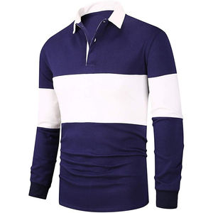Chemises personnalisées en tricot solide pour hommes, impression, broderie, polyester/coton, logo OEM, séchage rapide, manches longues - Product Image 3