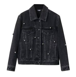 Women's Denim Jacket Knitted Stripe Eco-Friendly Casual <b>Jean</b> Jacket <b>Soft</b> Cotton in Cheaper Prices - Product Image 1