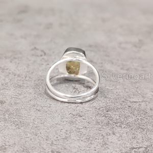 Bague pour femme en pierre brute, citrine naturelle, pierre de naissance de novembre, double bande, en argent sterling 925 - Product Image 5