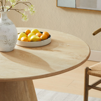 Socle en bois massif de mangue, forme ronde, style étroit, socle en bois assorti pour table de salle à manger de cuisine 4 places
