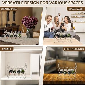 Elegante botellero apilable de acero inoxidable, diseño elegante para almacenar y exhibir hasta 12 botellas en casa - Product Image 6