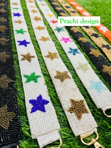 กระเป๋าผ้าใบมีสายคาดสำหรับผู้หญิงทำด้วยมือ, กระเป๋าคาดเอวผ้าฝ้ายมีสายคาดประดับลูกปัดของตกแต่งโซ่รูปดาวสำหรับงานเลี้ยงตอนเย็น - Product Image 5