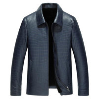 Veste d'hiver décontractée pour homme en cuir véritable et toile, col roulé, logo personnalisé sur le devant, coupe-vent, très populaire