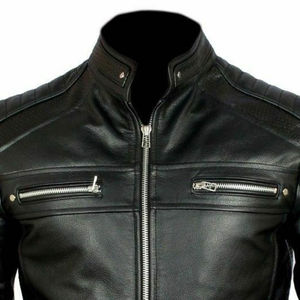 Men's New Fashion <b>Slim</b> <b>Fit</b> Bomber <b>Jacket</b> Genuine Leather with Canvas Reasonable Price Large Size Front Logo <b>jacket</b> for men - Product Image 6
