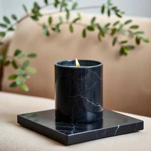 Bougeoir décoratif artisanal en marbre marron élégant pour les intérieurs de maison - Product Image 4