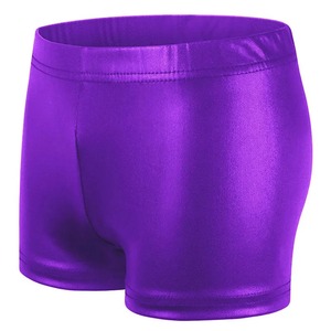 Pantalones cortos de baile para niñas niños bronceado pantalones metálicos elásticos niños brillante Ropa de baile gimnástica en blanco sólido deportes brillo brillante - Product Image 6