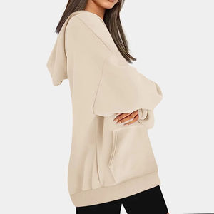 Sweat à capuche oversize pour femme, fabriqué en usine, 100% coton velours, écologique, séchage rapide, coupe décontractée - Product Image 5