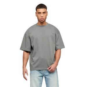 Camisetas de hombro caído de lujo personalizadas, ropa de calle de algodón para hombre, camiseta de gran tamaño con cuello redondo y hombros caídos, camiseta pesada de 280gsm para hombre - Product Image 1