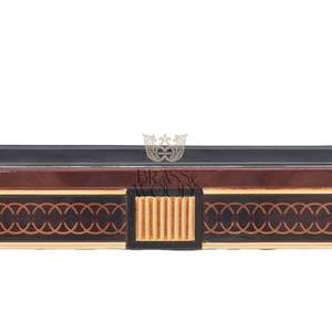 โต๊ะกาแฟทรงสี่เหลี่ยมหรูหรา ท็อปกระจก พร้อมลายไม้เรขาคณิตประณีตและตกแต่งด้วยสีทอง สำหรับตกแต่งห้องนั่งเล่นสไตล์คลาสสิก - Product Image 3