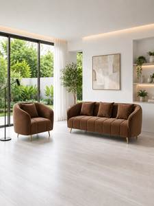 Modern Alexis Brown Wood Sectional <b>Sofa</b> with Custom Fabric Three Seat Modular Design for Hotel Hospital Villa Living Room Decor - Product Image 4