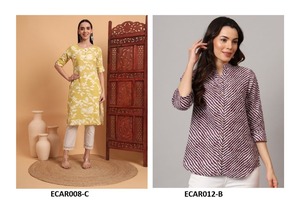 ชุดเดรสผ้าฝ้ายลายดอกไม้สุดอินเทรนด์สำหรับผู้หญิงเสื้อแบบอินโดตะวันตกน้ำหนักเบาสำหรับใส่ในฤดูร้อนชุดแบบลำลองย้อมสีธรรมดา - Product Image 2