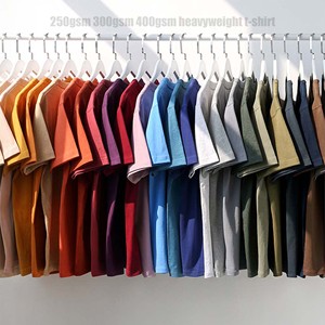 เสื้อยืดผ้าฝ้าย100% 300แกรมสำหรับผู้ชายขนาดใหญ่พิเศษเสื้อยืดถักทรงโอเวอร์ไซส์ออกแบบโลโก้ได้ตามต้องการ - Product Image 1