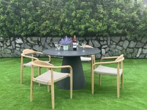 Table basse ronde en béton au design moderne pour salon, chambre, appartement, hôtel, jardin, durable, facile à nettoyer - Product Image 1