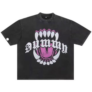 T-shirt unisexe le plus vendu, 250 GSM, uni, sérigraphié, à manches courtes, coupe courte, épaules tombantes, col oversize, coupe carrée, 100 % coton, style hip-hop - Product Image 1