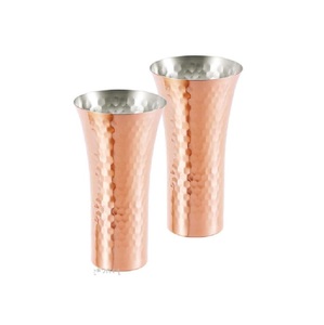 Vaso grande martillado de cobre y vidrio interior de níquel estándar para bebidas y vino para beneficios de salud Ayurveda - Product Image 1