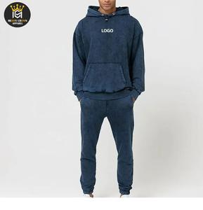 Survêtement Vintage Sweat Suit Set Sun Faded Acid Wash Hoodie Sweatpants Unisex XL Fleece Plus Size Fabric - Product Image 2