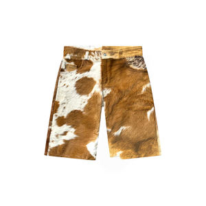 Satén corto para hombre superventas Pakistán marrón y blanco pelo de vaca bordado cuero transpirable patrón caliente - Product Image 2