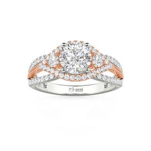 Anillo de Compromiso de Plata de Ley con Corte Halo Redondo Certificado por Jeulia IGI - Product Image 3
